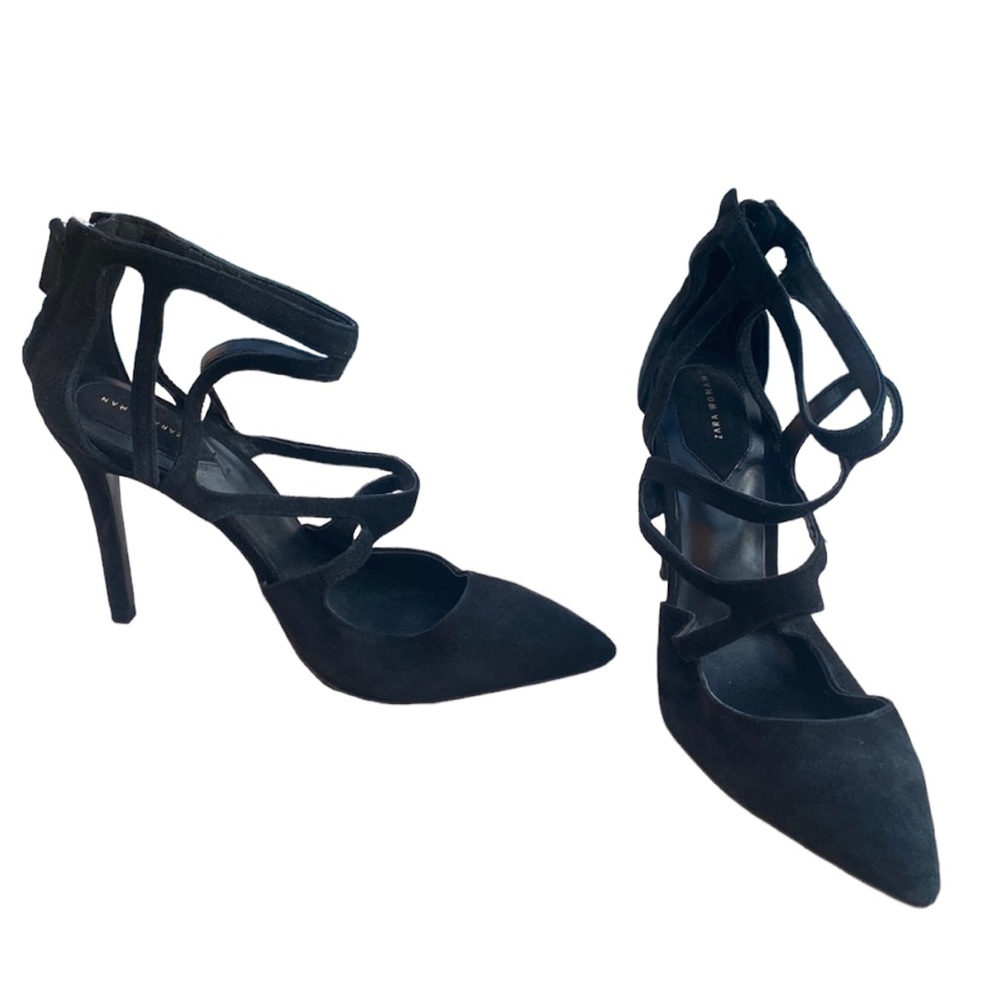 Zara Black Zip Stiletto Heels